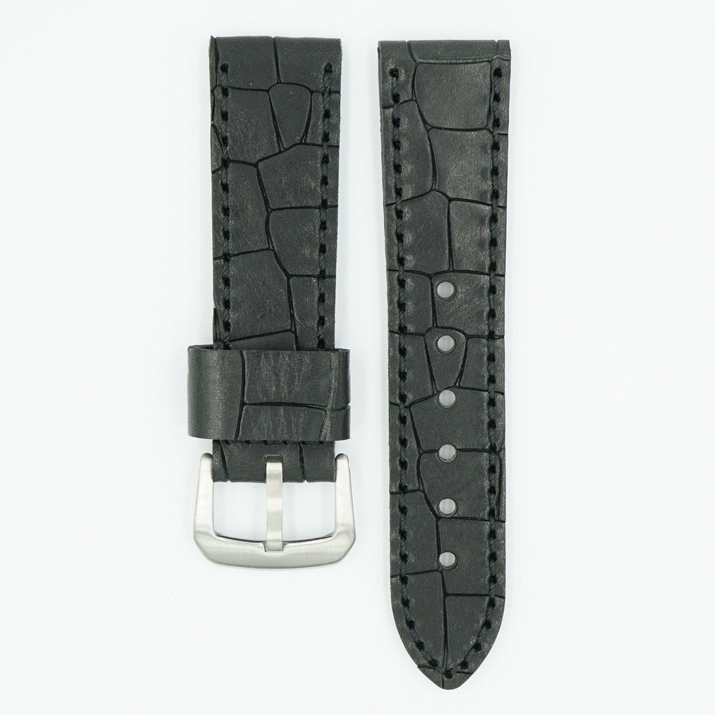 Heavy Oil Tanned Black Leather Watch Band image