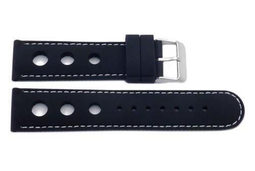 Black Silicone Three Holes Watch Band