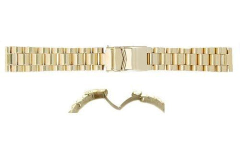 Hadley Roma Gold Tone Solid Link Design Watch Strap