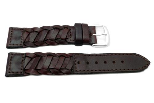 Braided Genuine Smooth Leather Watch Strap image