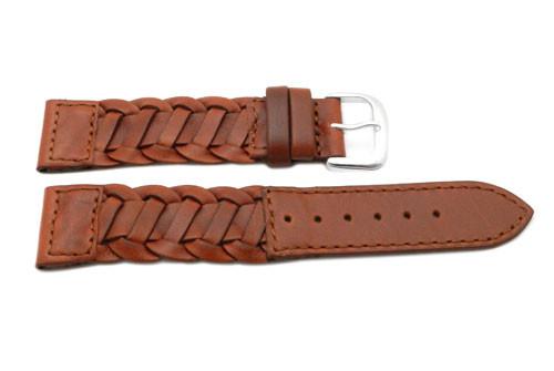 Braided Genuine Smooth Leather Watch Strap image