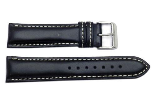 Genuine Oil-Tanned Leather Heavy Padded White Contrasting Stitching Watch Band image