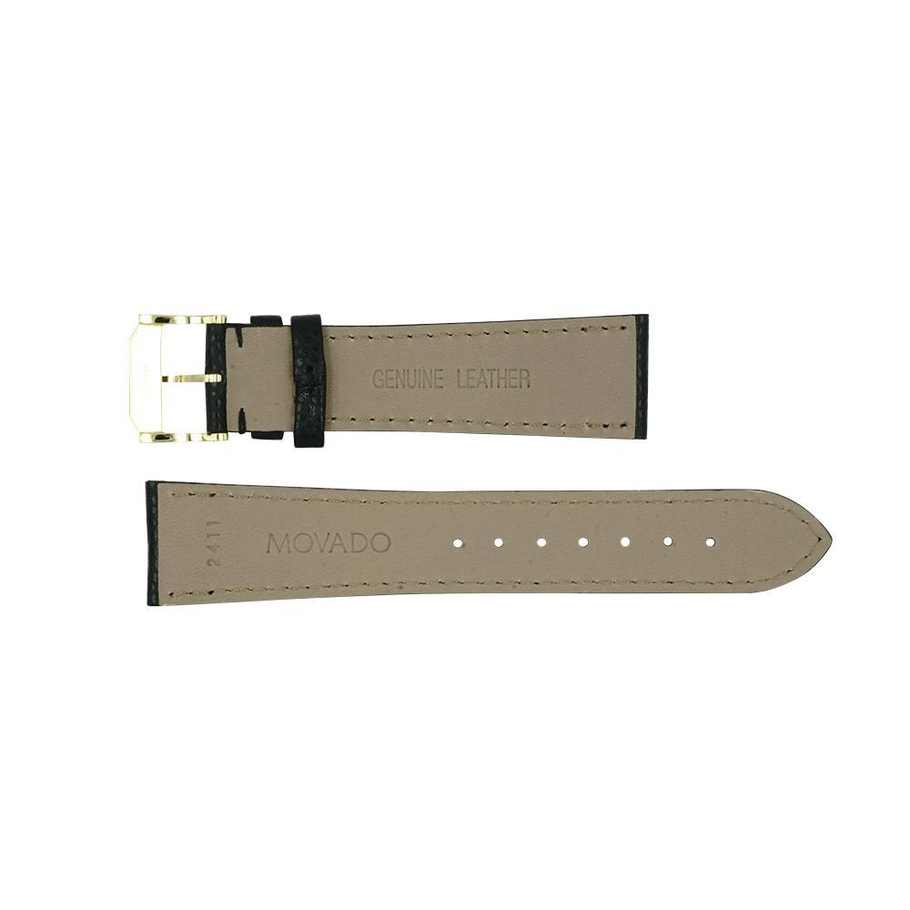 Movado 21mm Black Genuine Leather Textured Watch Strap image