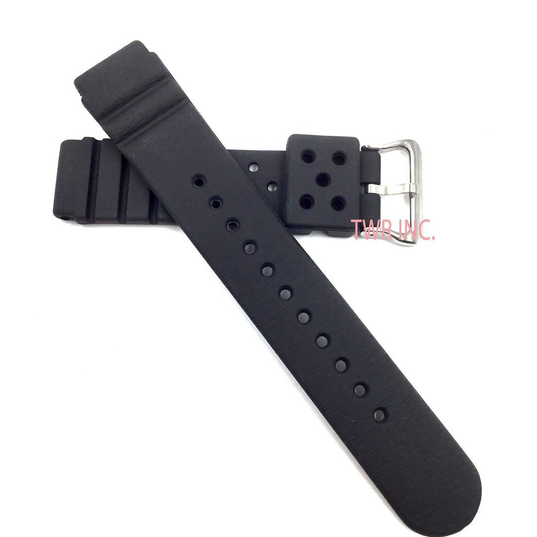 Black P142 Rubber 20mm-22mm Watch Strap Band image