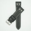 Rivet Pilot Black Leather Watch Band image