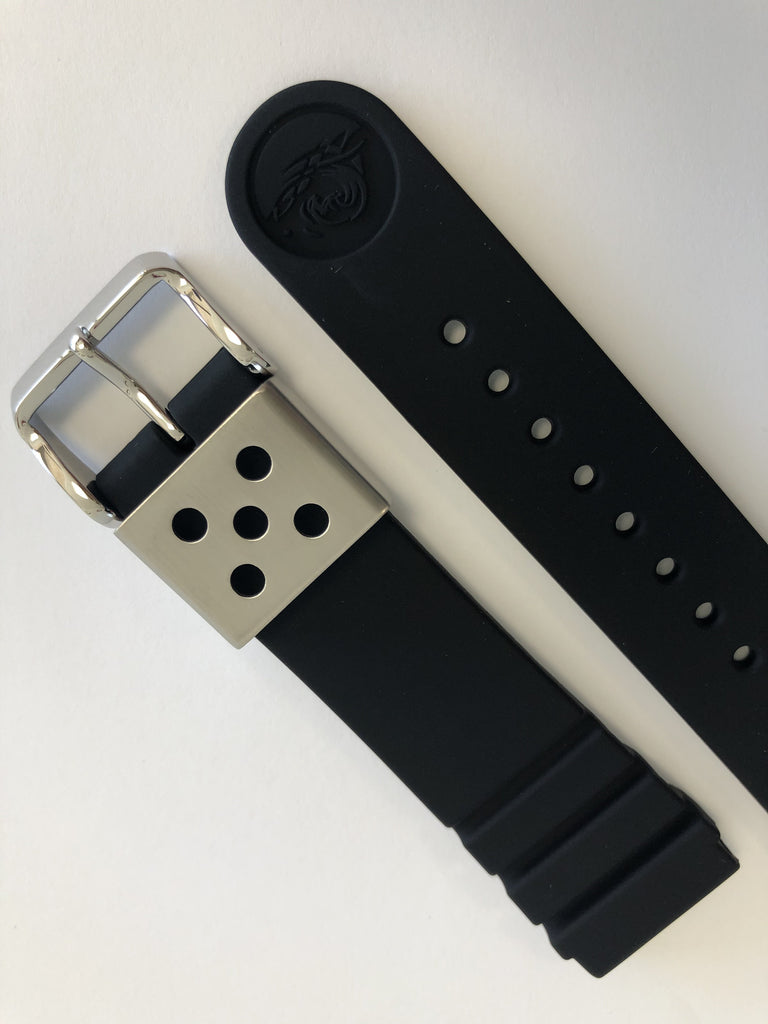GENUINE SEIKO ARNIE 22MM BLACK SILICONE RUBBER WATCH BAND Total
