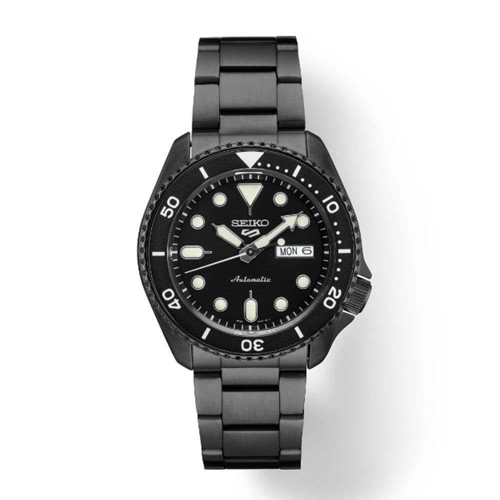Seiko 5 Automatic Black Dial Black PVD Steel Bracelet Men's Watch SRPD65 image