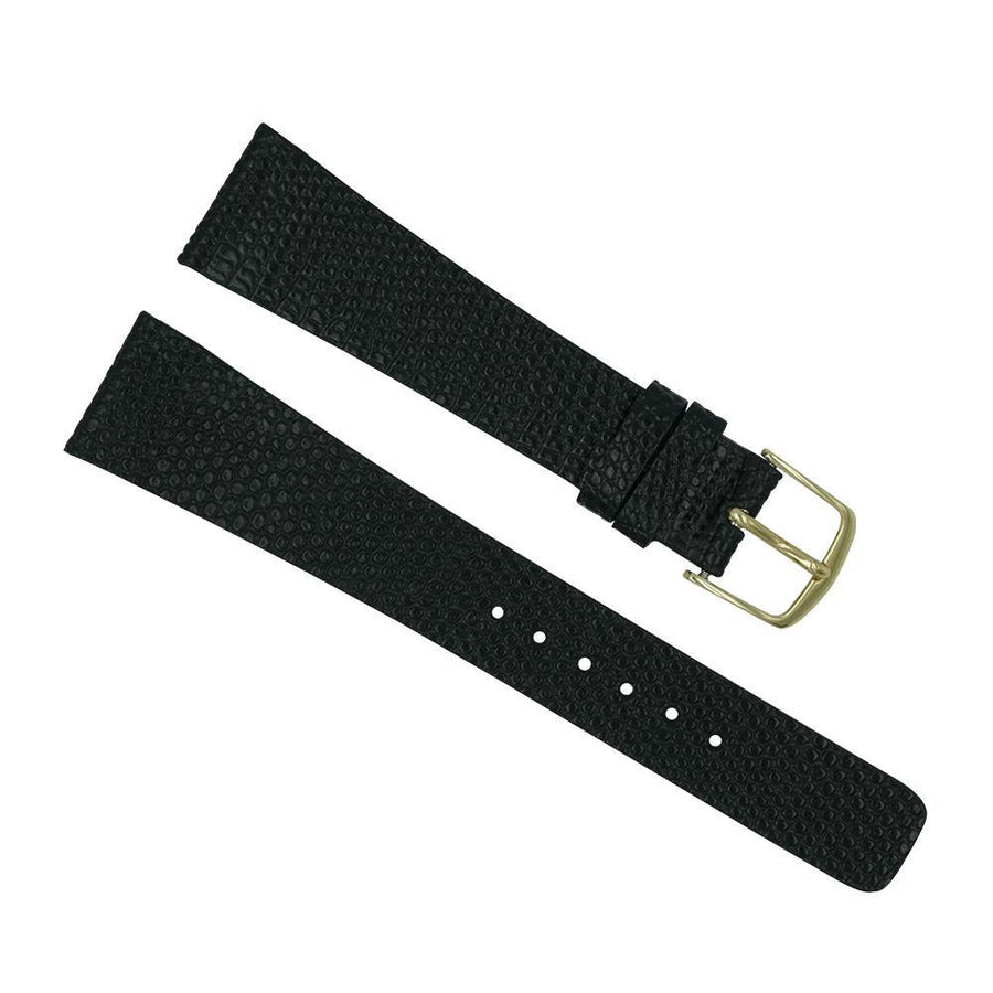 seiko 20mm black lizard grain leather strap