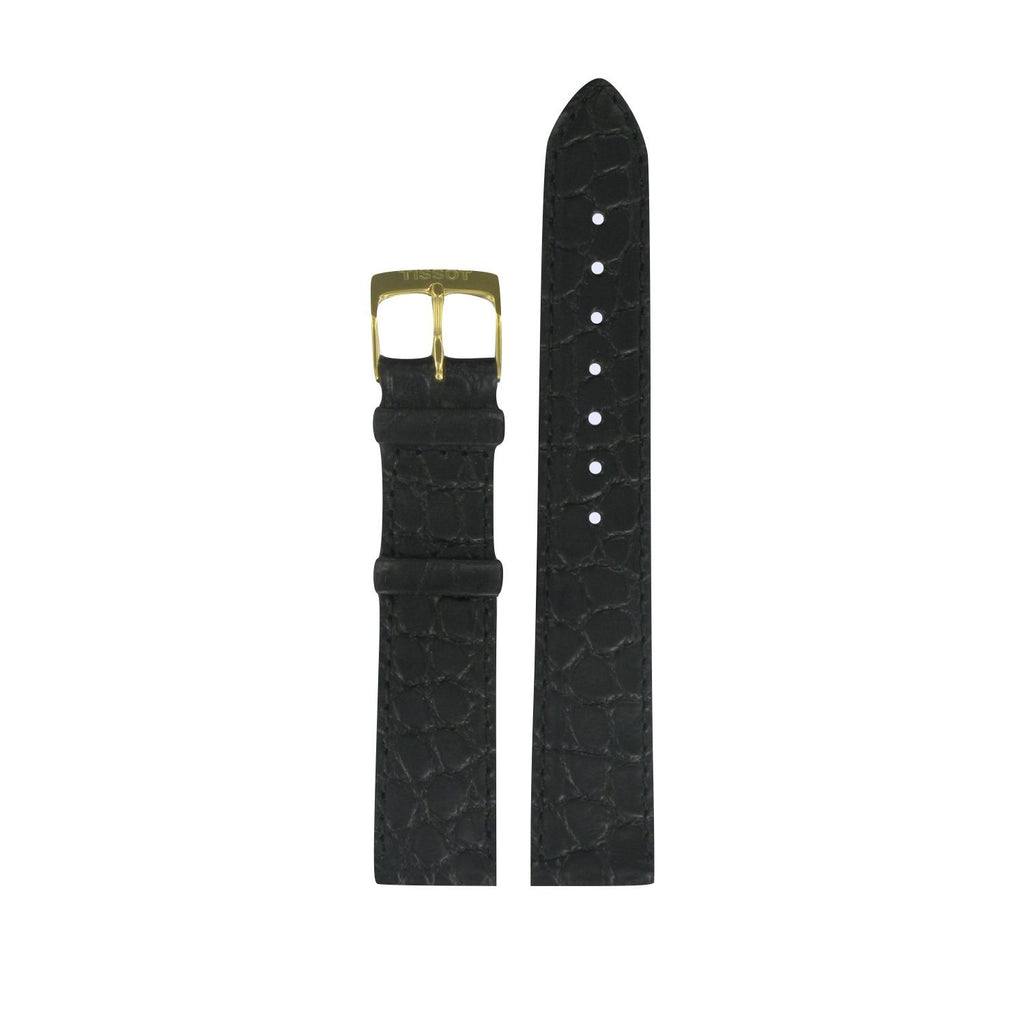 Genuine Tissot 18mm Carmel Black Leather Strap by Tissot