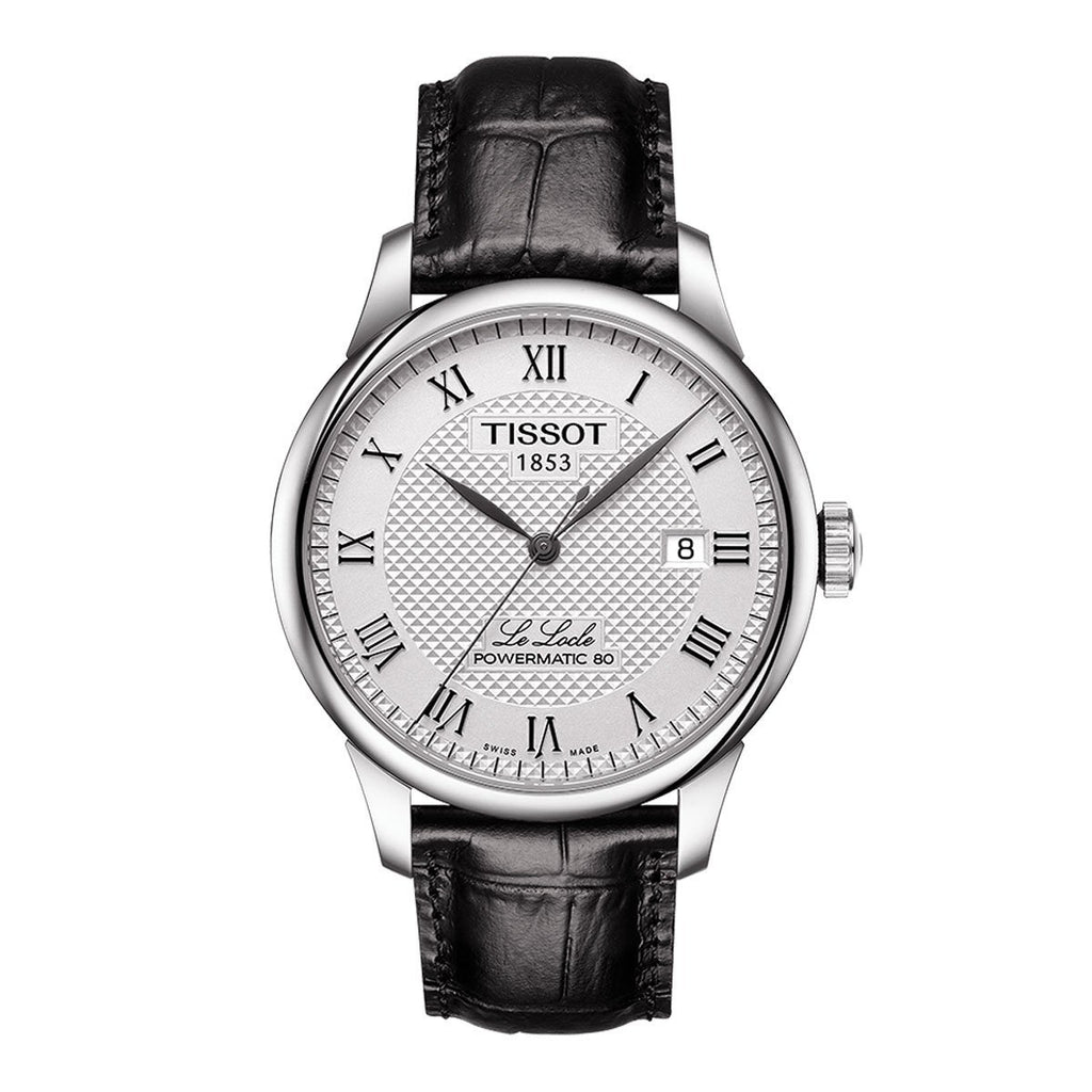 Tissot black discount leather strap watch