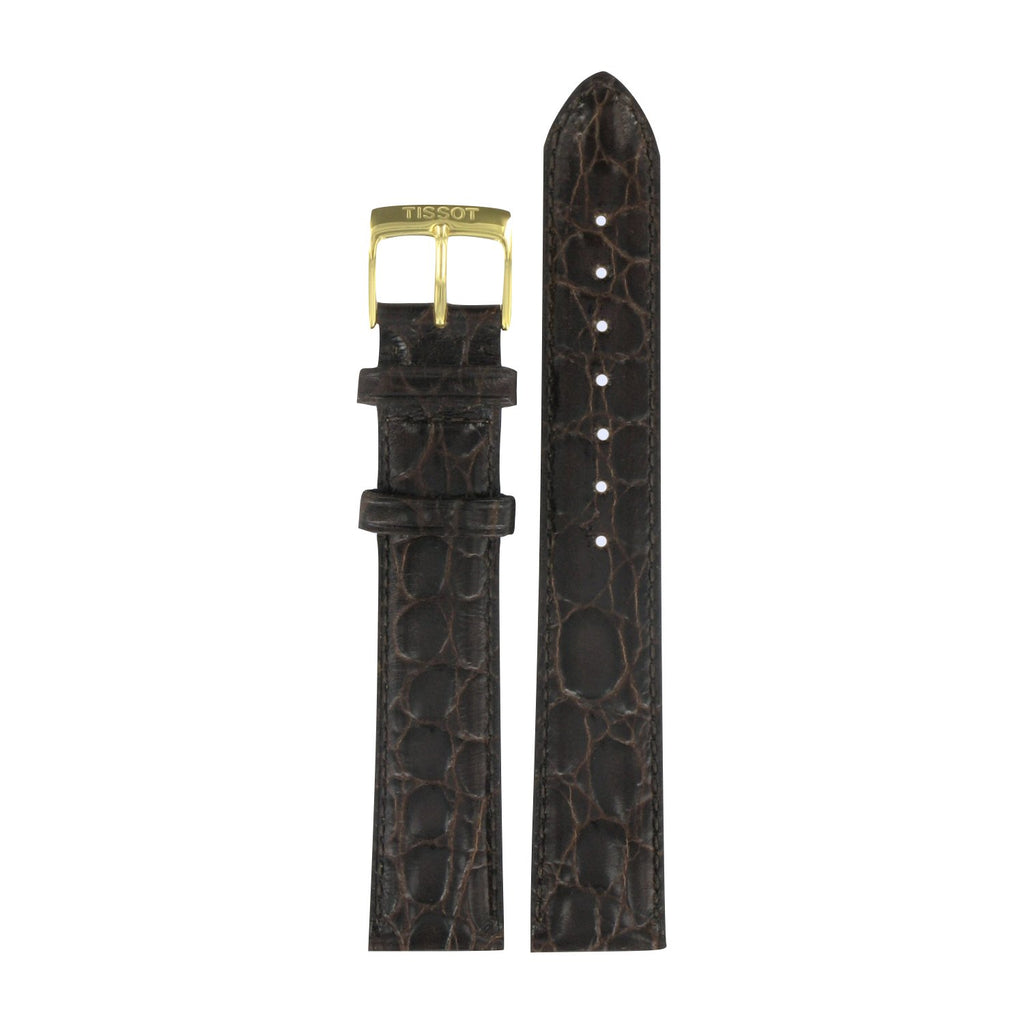 Genuine Tissot 18mm Scuplture Line Dark Brown Leather Strap by Tissot