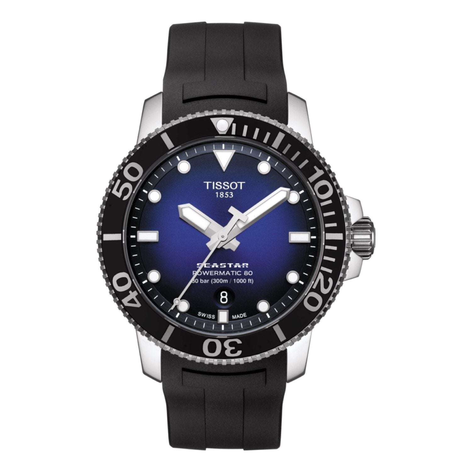 Genuine Tissot 21mm Seastar Black Silicone Rubber Strap by Tissot