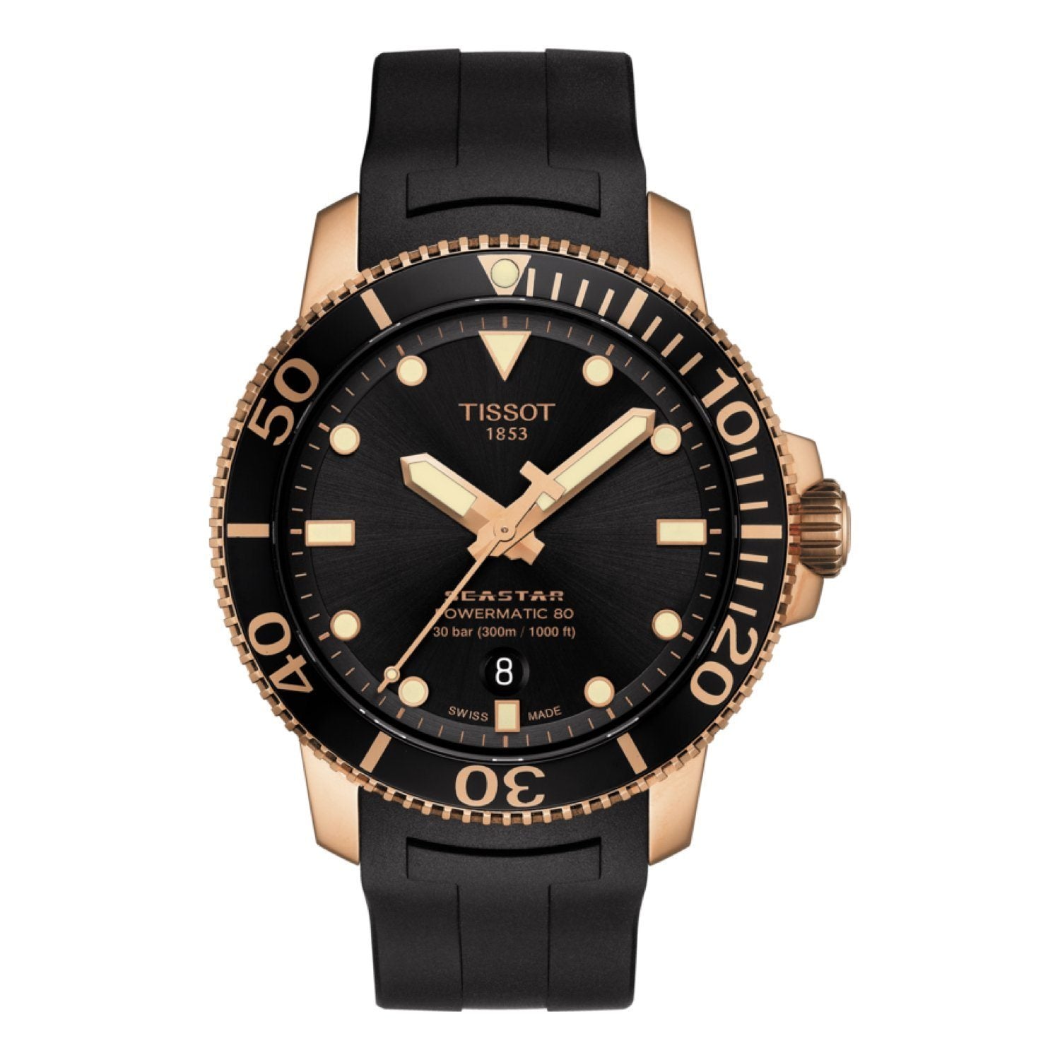 Genuine Tissot 21mm Sea Star Black Silicone Rubber Strap by Tissot