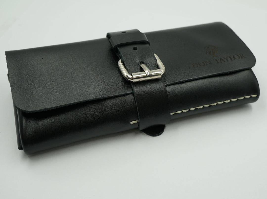 Black Leather Watch Roll for 3 watches image
