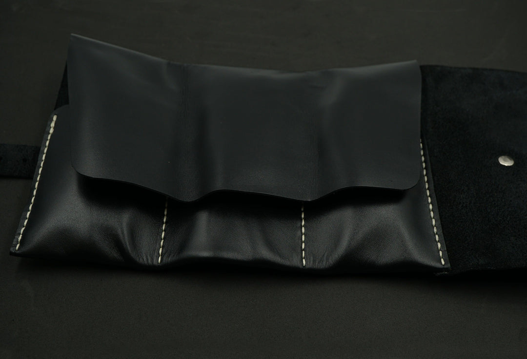Black Leather Watch Roll for 3 watches image