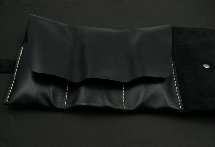 Black Leather Watch Roll for 3 watches image