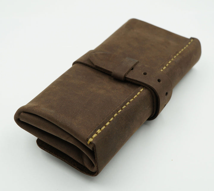 Brown Leather Watch Roll for 3 watches image