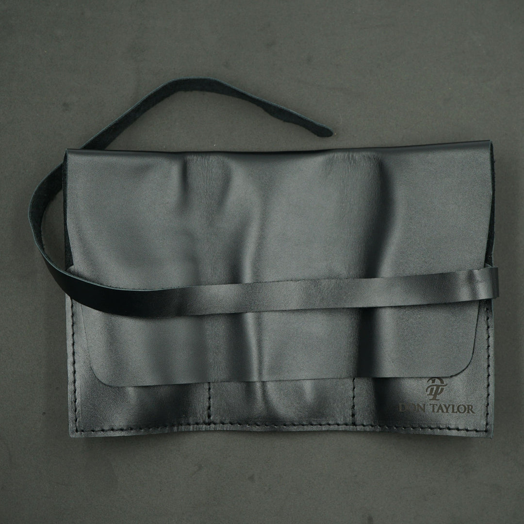 Smooth Black Leather Watch Roll for 3 watches image