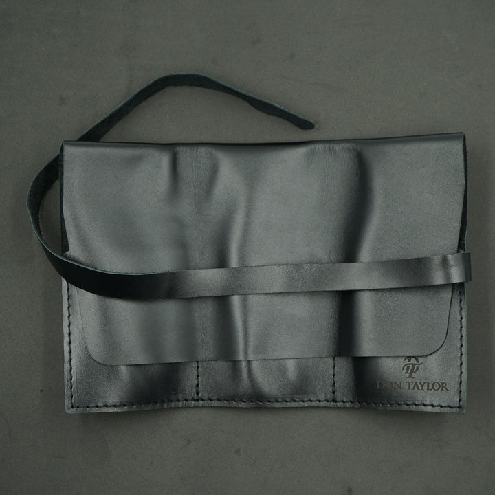 Smooth Black Leather Watch Roll for 3 watches image