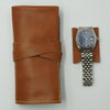 Smooth Tan Leather Watch Roll for 3 watches image