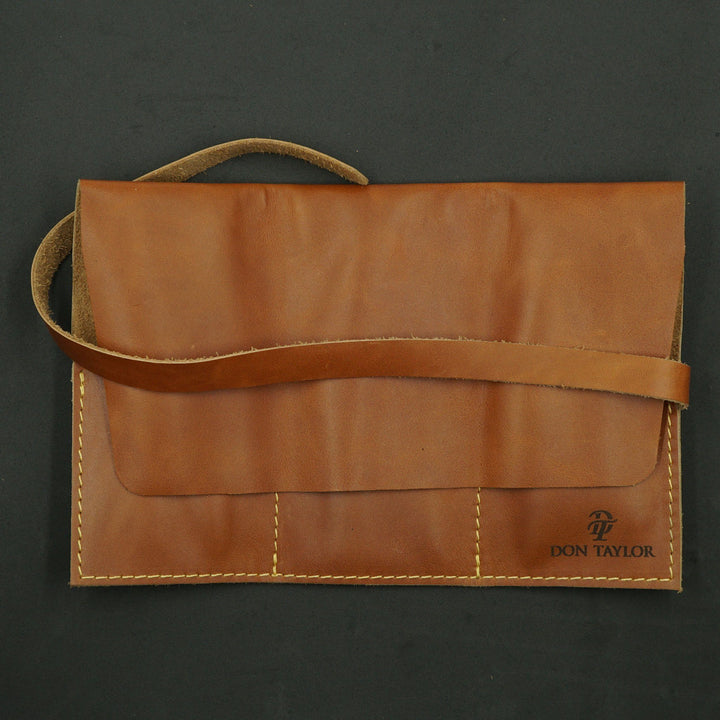 Smooth Tan Leather Watch Roll for 3 watches image